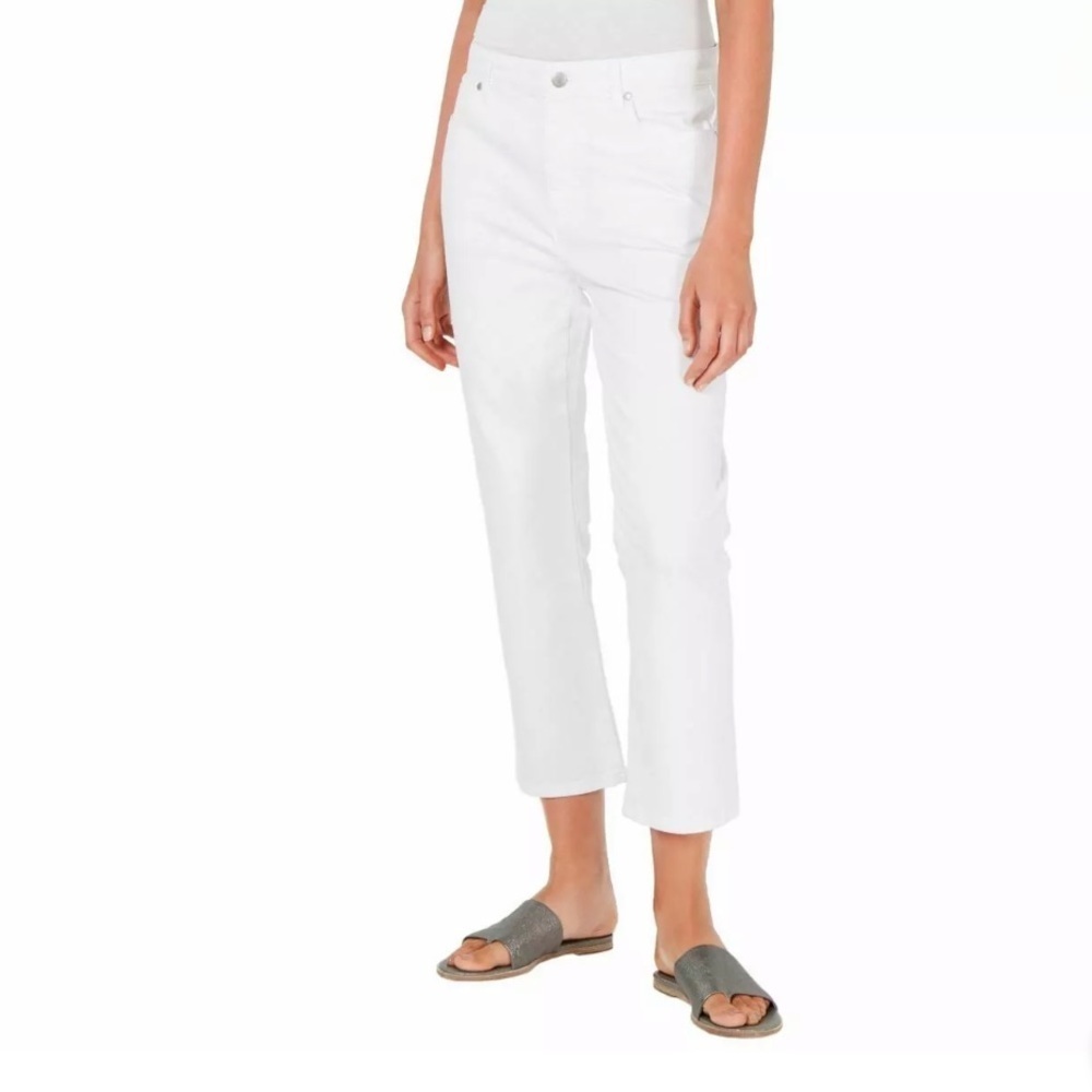 Eileen Fisher 16 White Organic Slim Knee Crop Jean